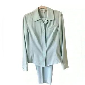 Vintage Kenar baby blue matching pant suit. Get ready for Easter, wedding office